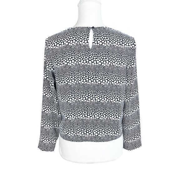 Talbots Black White Dot Print Long Sleeve Blouse Tie Detail Size Small Petite - Picture 2 of 6